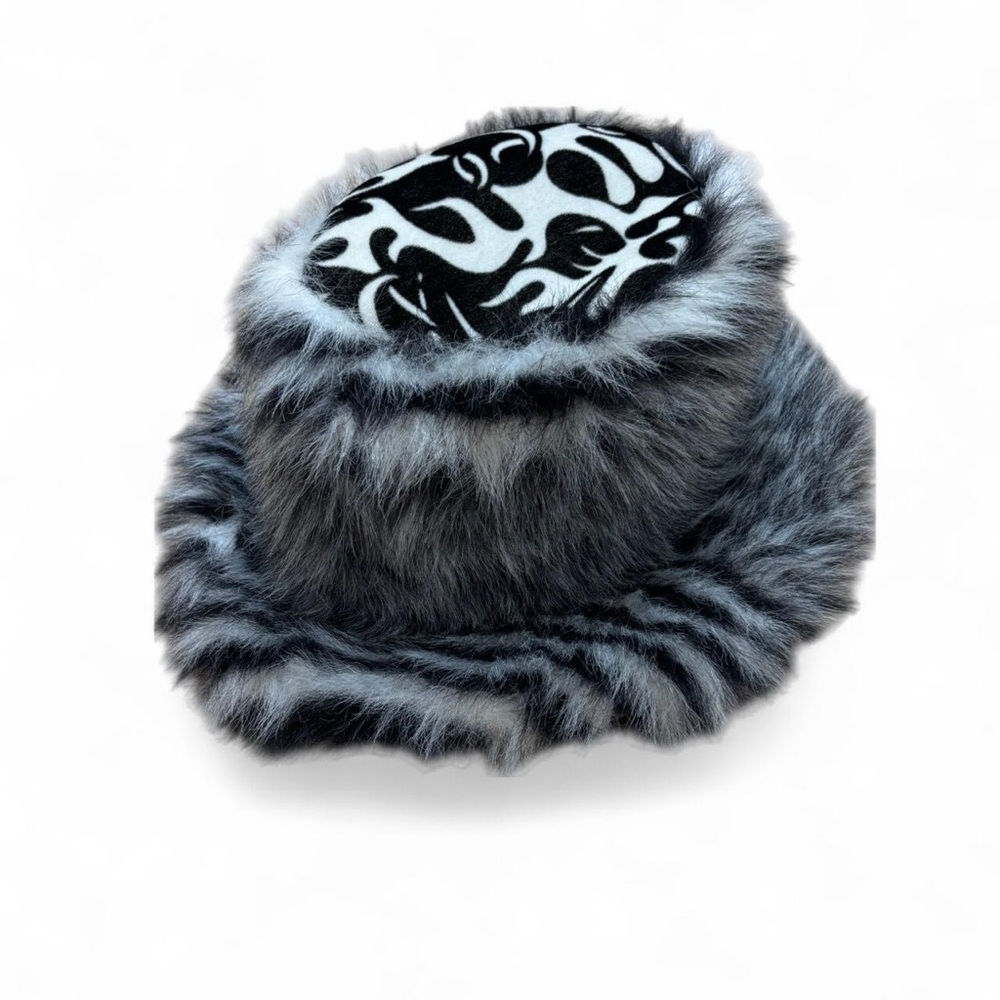 Hot Topic Black and Gray Faux Fur Women's Hat